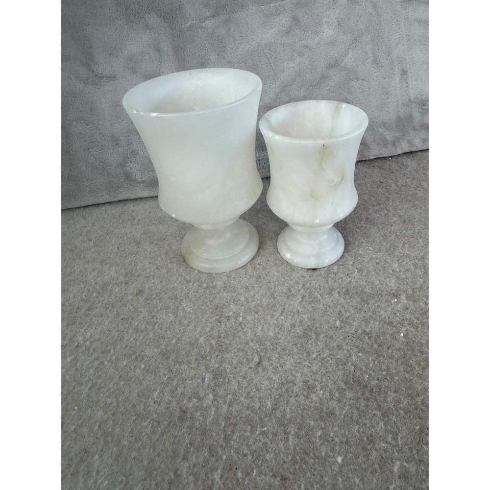 Restoration Hardware Alabaster Tea Light Candle Holders Set of 2 Made in Spain